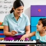 음악테라피사 연봉 정보와 변화 - A professional Hispanic music therapist in a bright, modern therapy room in Mexico City, wearing sma...