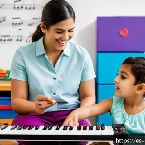 음악테라피사 연봉 정보와 변화 - A professional Hispanic music therapist in a bright, modern therapy room in Mexico City, wearing sma...